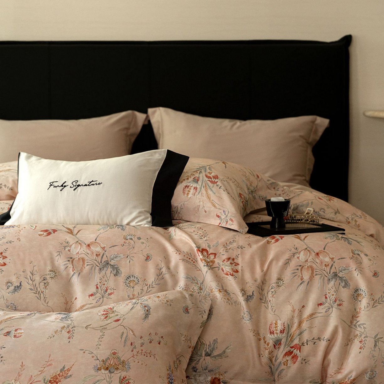 91家纺网 家纺一手货源 找家纺 黛舒家居 2025新款天丝棉磨毛花卉四件套 繁花佩影