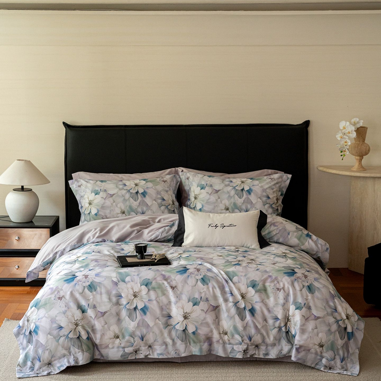 黛舒家居 2025新款天丝棉磨毛花卉四件套 富郁花开