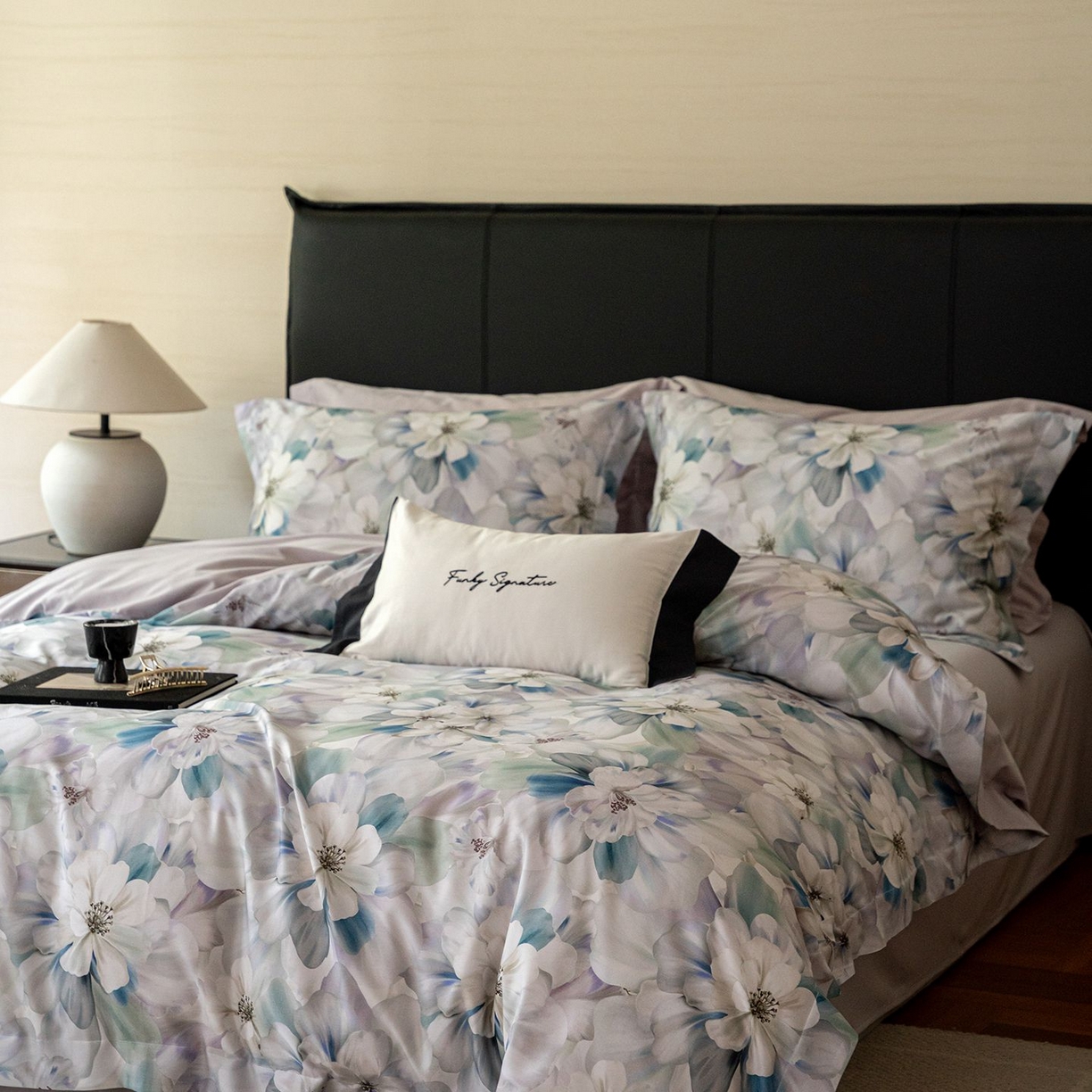 91家纺网 家纺一手货源 找家纺 黛舒家居 2025新款天丝棉磨毛花卉四件套 富郁花开