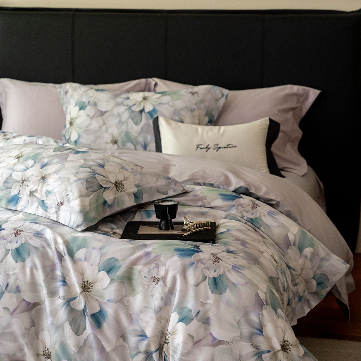 91家纺网 家纺一手货源 找家纺 黛舒家居 2025新款天丝棉磨毛花卉四件套 富郁花开