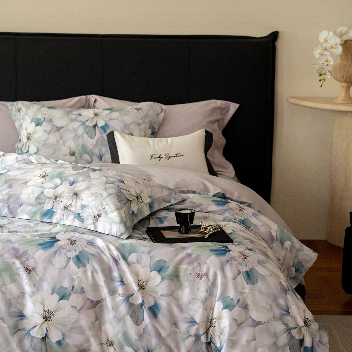 91家纺网 家纺一手货源 找家纺 黛舒家居 2025新款天丝棉磨毛花卉四件套 富郁花开