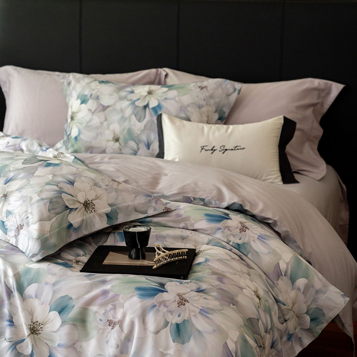 91家纺网 家纺一手货源 找家纺 黛舒家居 2025新款天丝棉磨毛花卉四件套 富郁花开