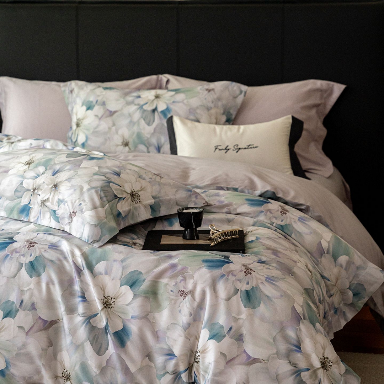 91家纺网 家纺一手货源 找家纺 黛舒家居 2025新款天丝棉磨毛花卉四件套 富郁花开