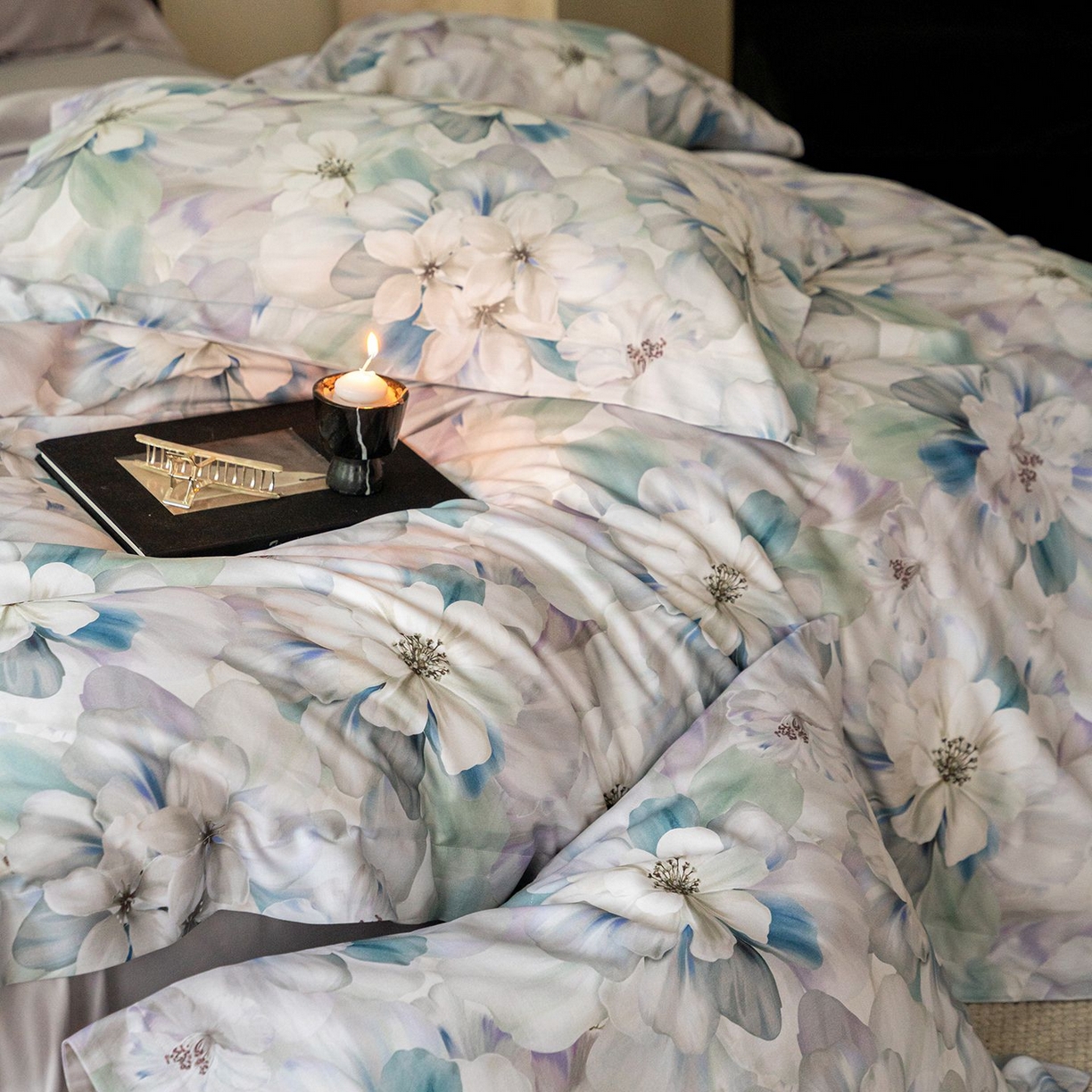 91家纺网 家纺一手货源 找家纺 黛舒家居 2025新款天丝棉磨毛花卉四件套 富郁花开