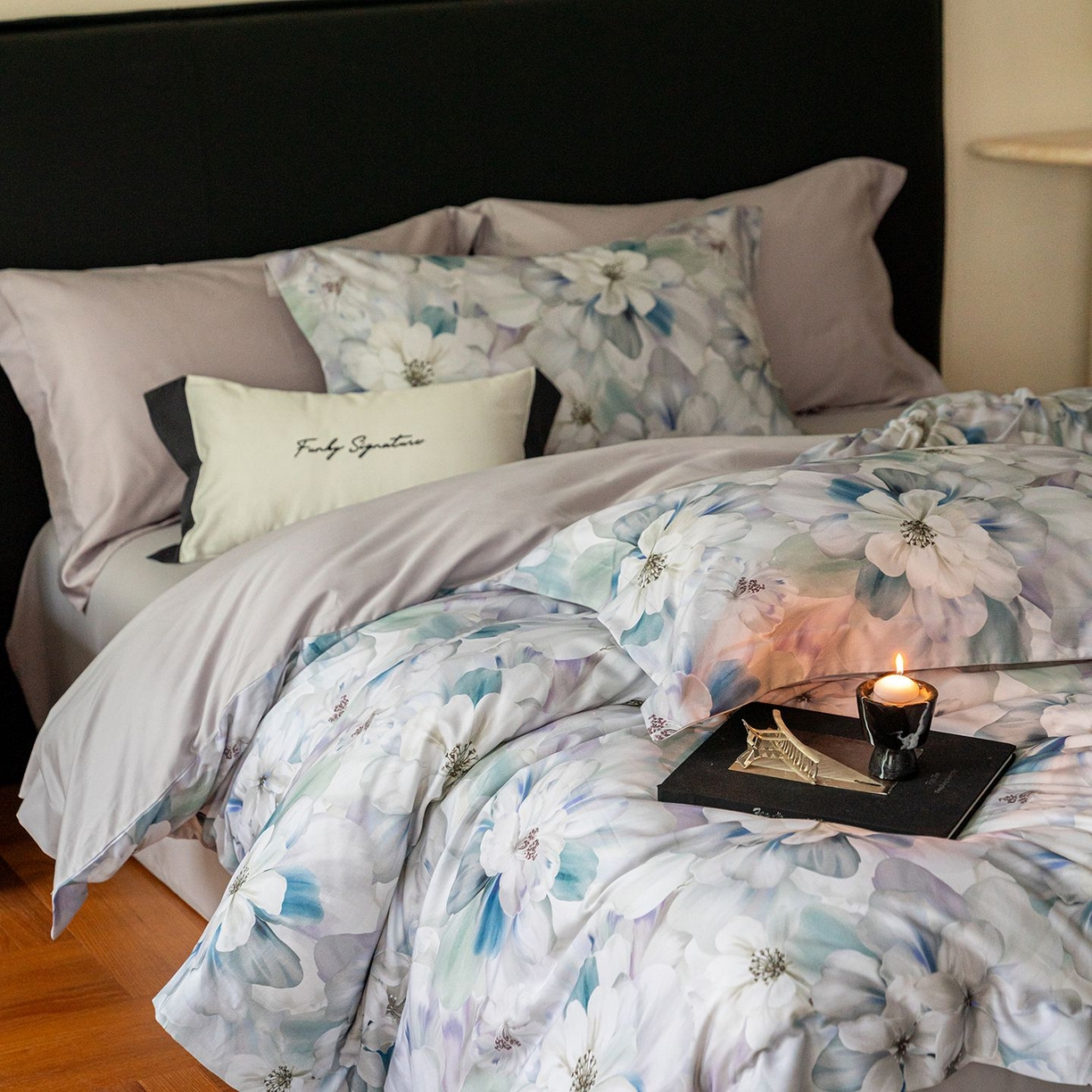 91家纺网 家纺一手货源 找家纺 黛舒家居 2025新款天丝棉磨毛花卉四件套 富郁花开