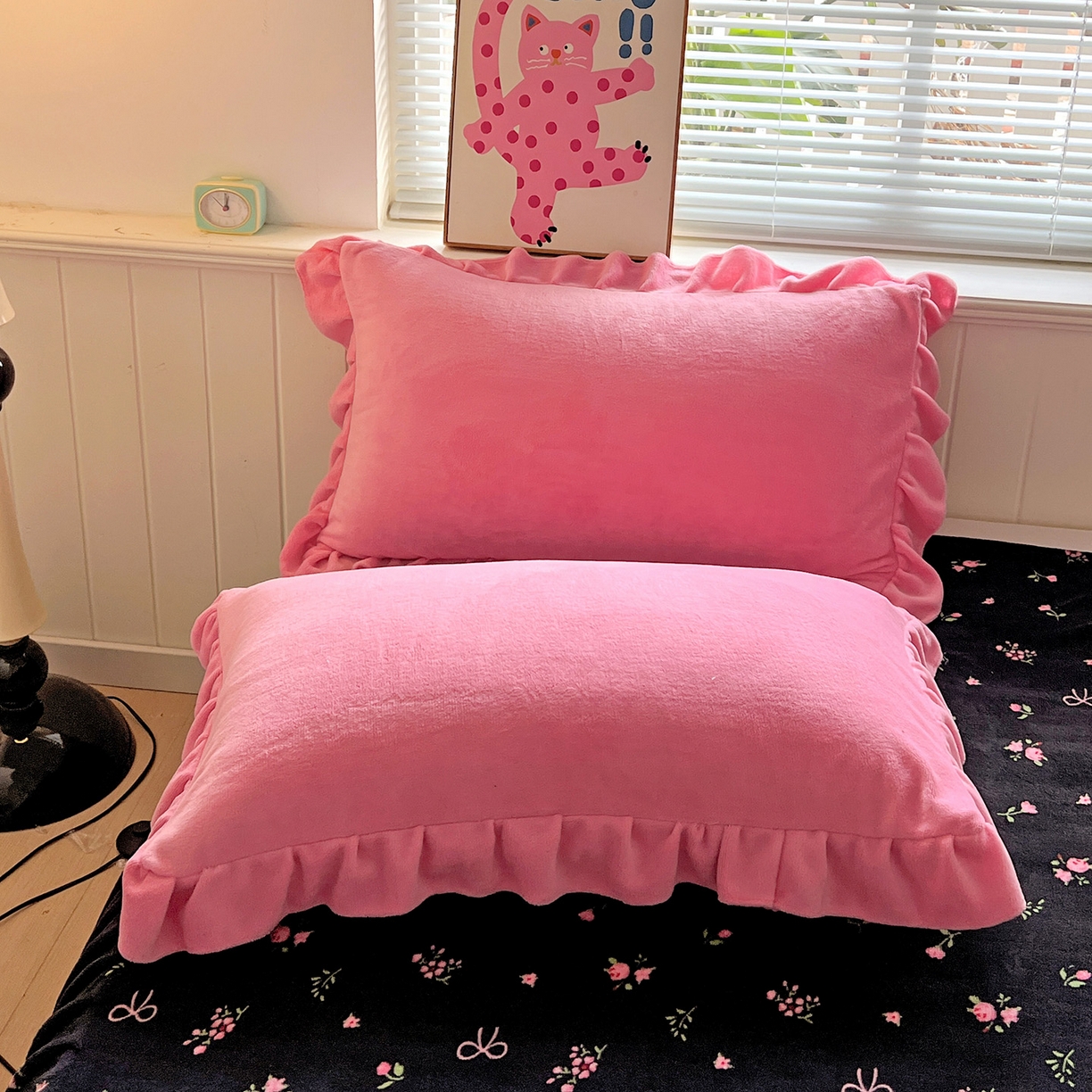 91家纺网 家纺一手货源 找家纺 富米莱（原臻工厂） 2025新款热卖舒适花边牛奶绒床盖床裙床单四件套 暗香