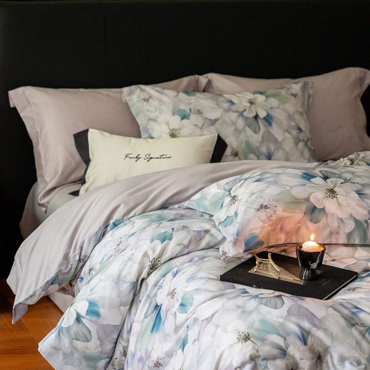 91家纺网 家纺一手货源 找家纺 黛舒家居 2025新款天丝棉磨毛花卉四件套 富郁花开