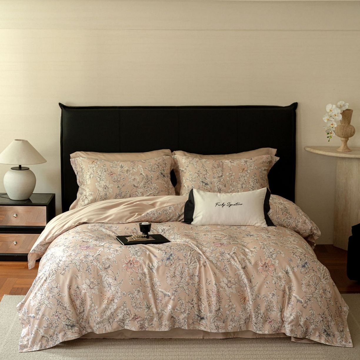 黛舒家居 2025新款天丝棉磨毛花卉四件套 花攒绮簇