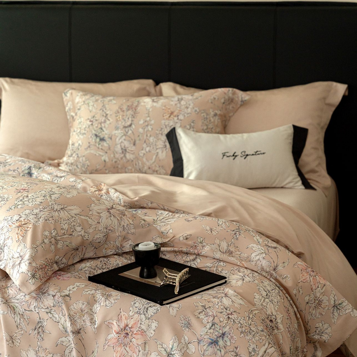 91家纺网 家纺一手货源 找家纺 黛舒家居 2025新款天丝棉磨毛花卉四件套 花攒绮簇