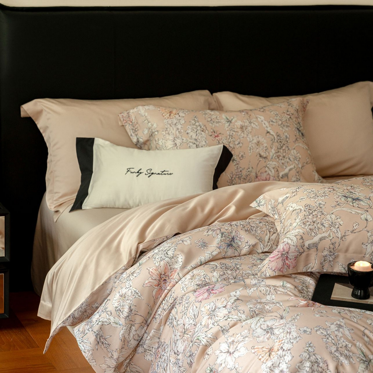 91家纺网 家纺一手货源 找家纺 黛舒家居 2025新款天丝棉磨毛花卉四件套 花攒绮簇