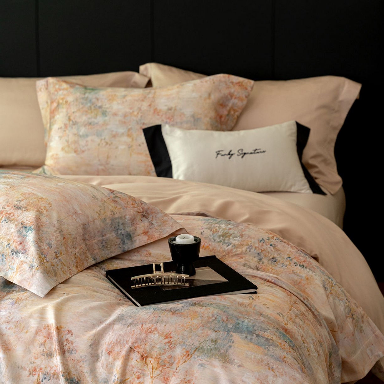 91家纺网 家纺一手货源 找家纺 黛舒家居 2025新款天丝棉磨毛花卉四件套 花枝浅梦