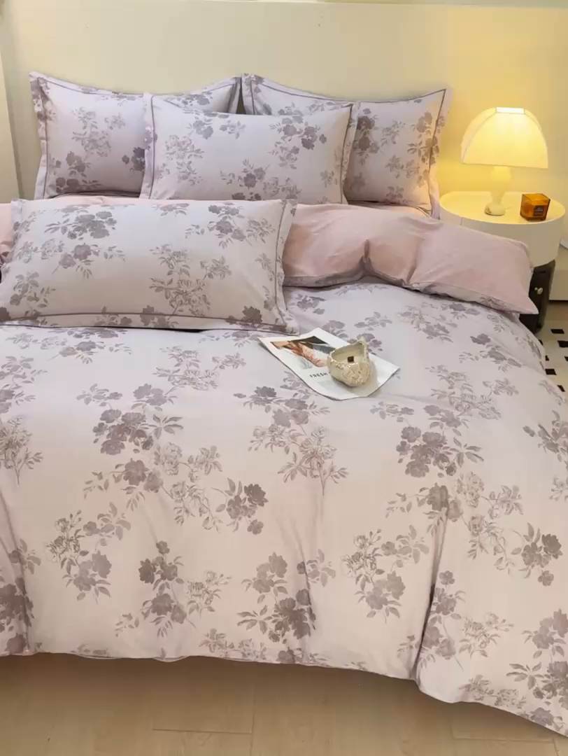 91家纺网 家纺一手货源 找家纺 博弈家纺 2025新款100%加厚全棉纯棉四件套喷气磨毛四件套-礼盒装 和风雅颂