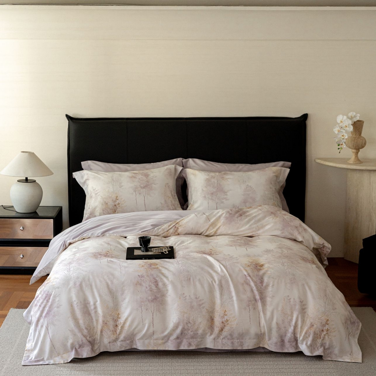 黛舒家居 2025新款天丝棉磨毛花卉四件套 璞野花庭