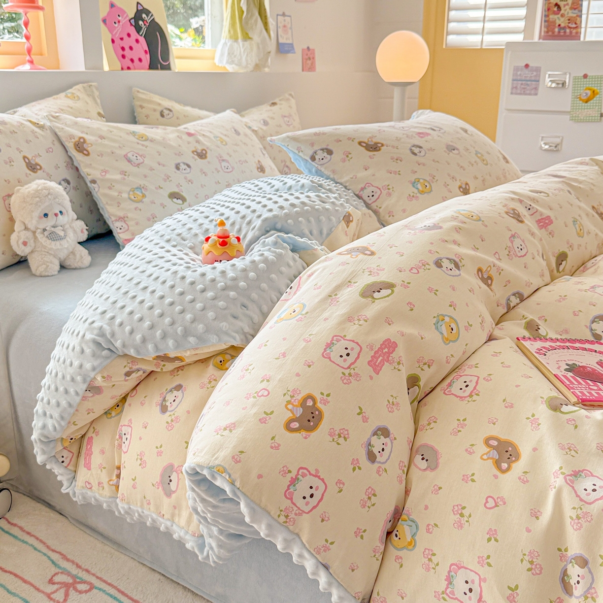 91家纺网 家纺一手货源 找家纺 （总）简宜家居（朝初家纺） 2025新款全棉安抚豆豆绒卡通印花小清新四件套,豹纹-粉,豹纹-咖,粉红可爱兔,粉色猫,海星贝贝,火箭星空,蓝花兔,萌宠格子铺,萌友聚会,奶萌狗,甜心萌犬,兔与花笺