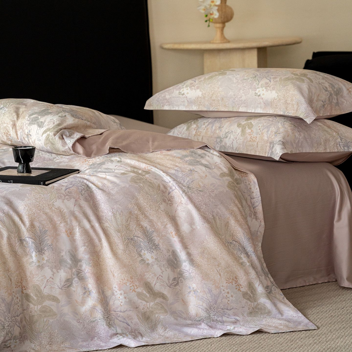 91家纺网 家纺一手货源 找家纺 黛舒家居 2025新款天丝棉磨毛花卉四件套 绮梦花间