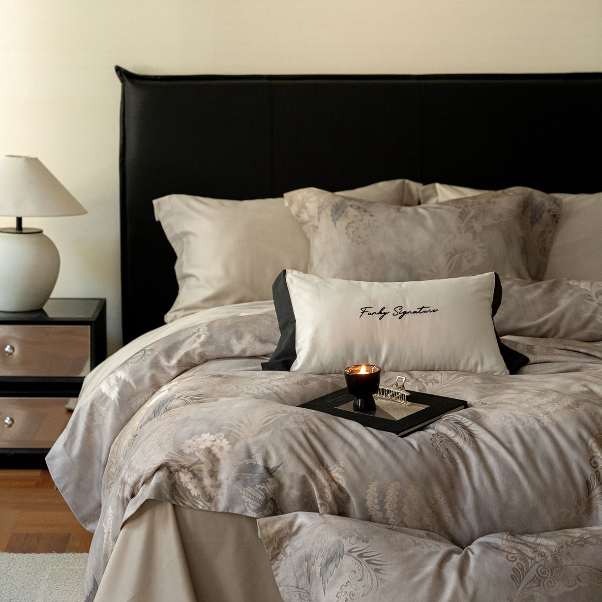 91家纺网 家纺一手货源 找家纺 黛舒家居 2025新款天丝棉磨毛花卉四件套 梧叶花筑