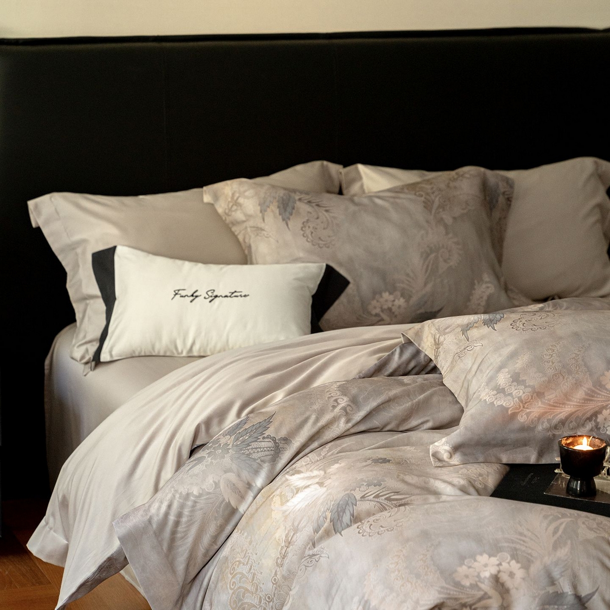 91家纺网 家纺一手货源 找家纺 黛舒家居 2025新款天丝棉磨毛花卉四件套 梧叶花筑