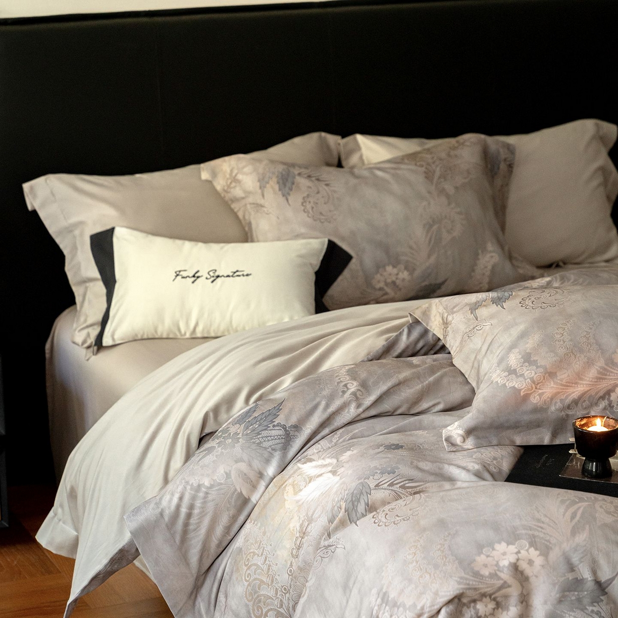 91家纺网 家纺一手货源 找家纺 黛舒家居 2025新款天丝棉磨毛花卉四件套 梧叶花筑