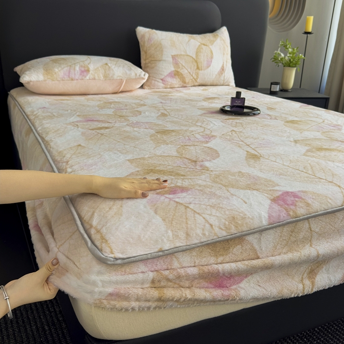 家之硕家纺 2025新款高克重兔毛绒轻奢风床笠系列 香叶粉