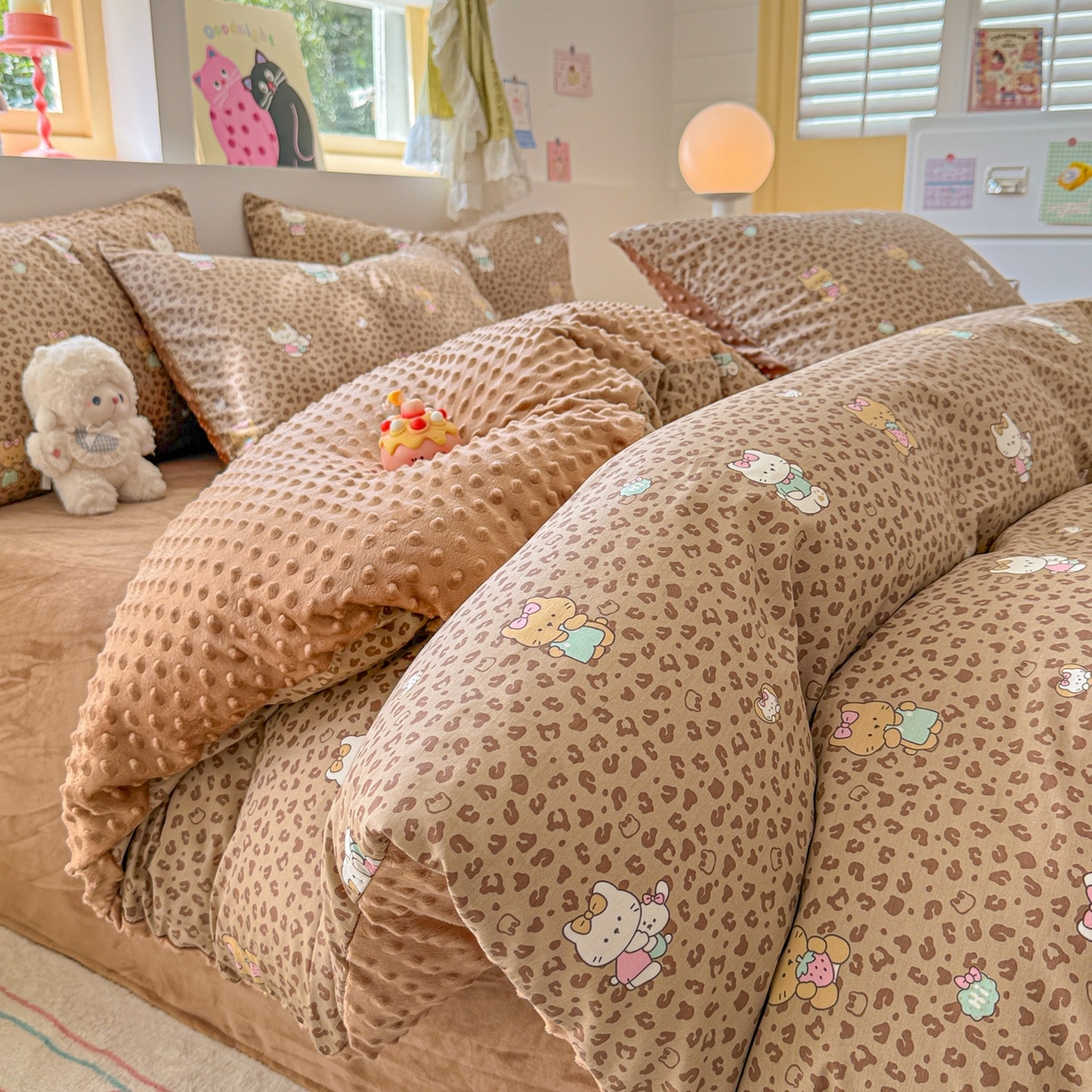 91家纺网 家纺一手货源 找家纺 （总）简宜家居（朝初家纺） 2025新款全棉安抚豆豆绒卡通印花小清新四件套