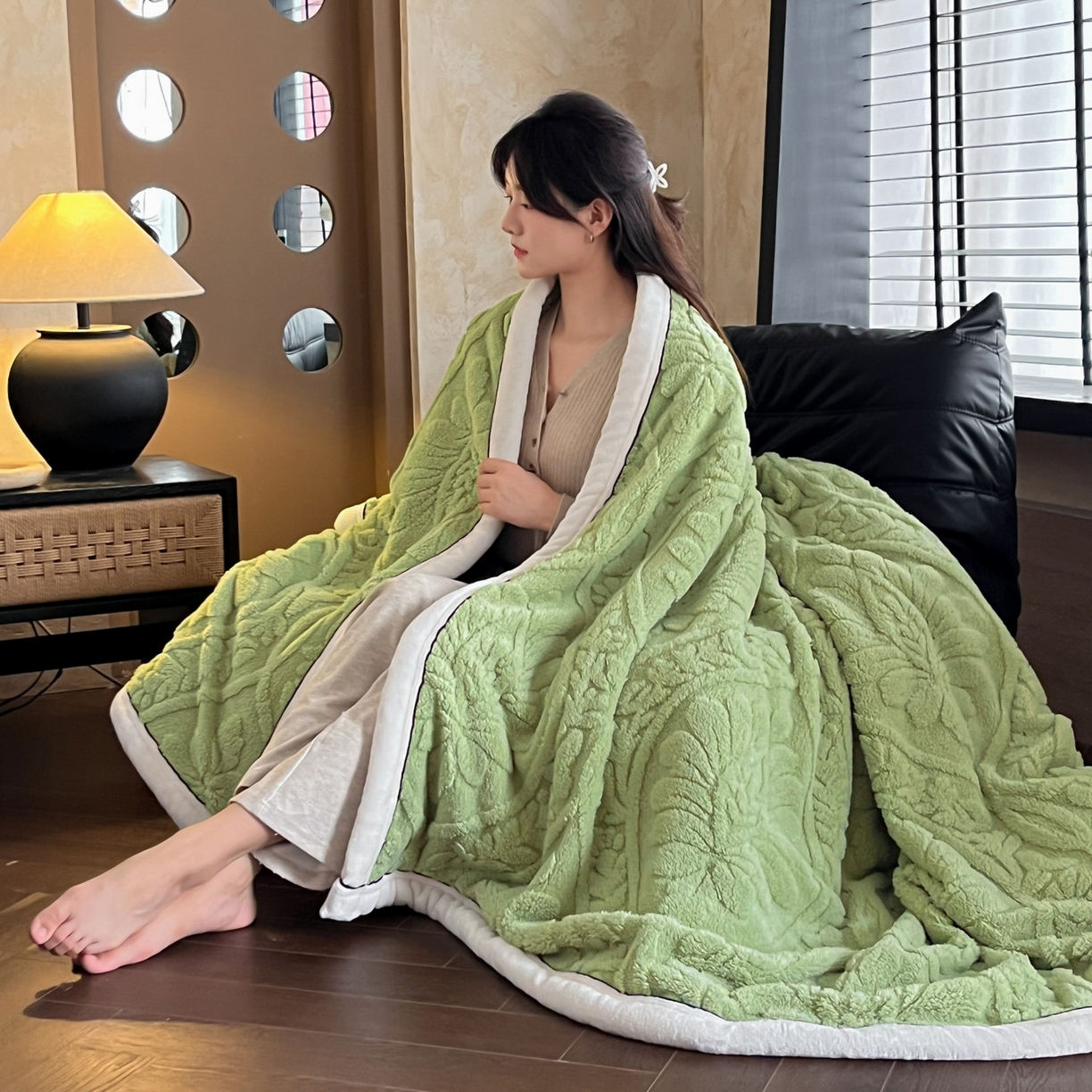 91家纺网 家纺一手货源 找家纺 （总）欧邦 2025新款A类提花舒棉绒双面绒半边绒单层毯毯子毛毯