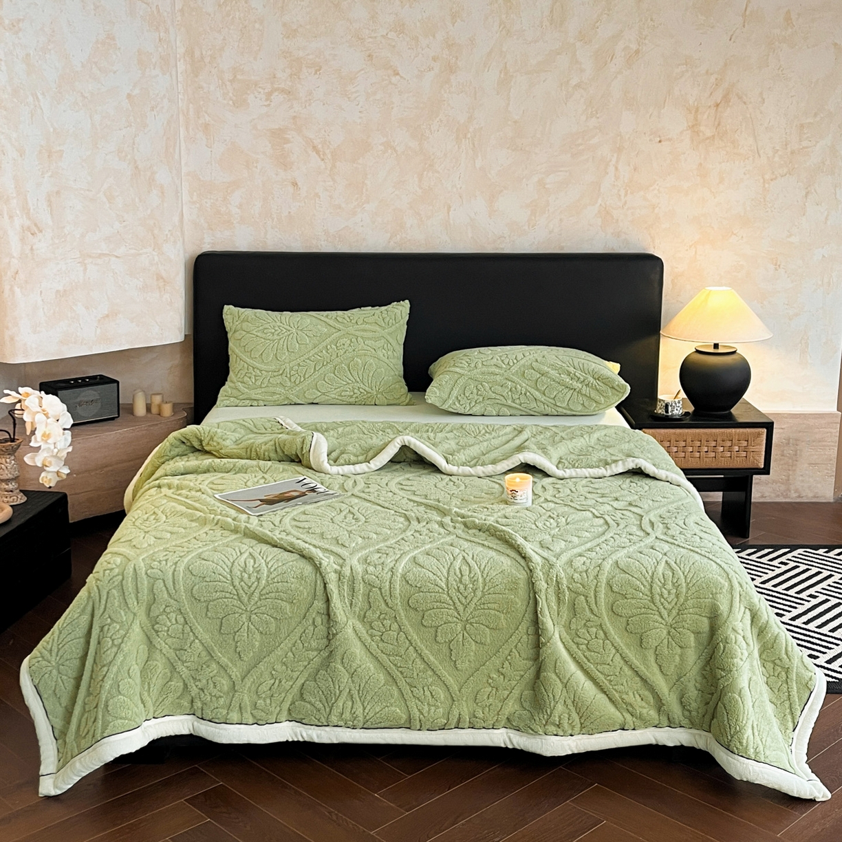 91家纺网 家纺一手货源 找家纺 （总）欧邦 2025新款A类提花舒棉绒双面绒半边绒单层毯毯子毛毯