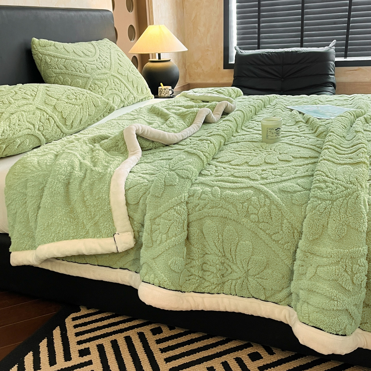 91家纺网 家纺一手货源 找家纺 （总）欧邦 2025新款A类提花舒棉绒双面绒半边绒单层毯毯子毛毯