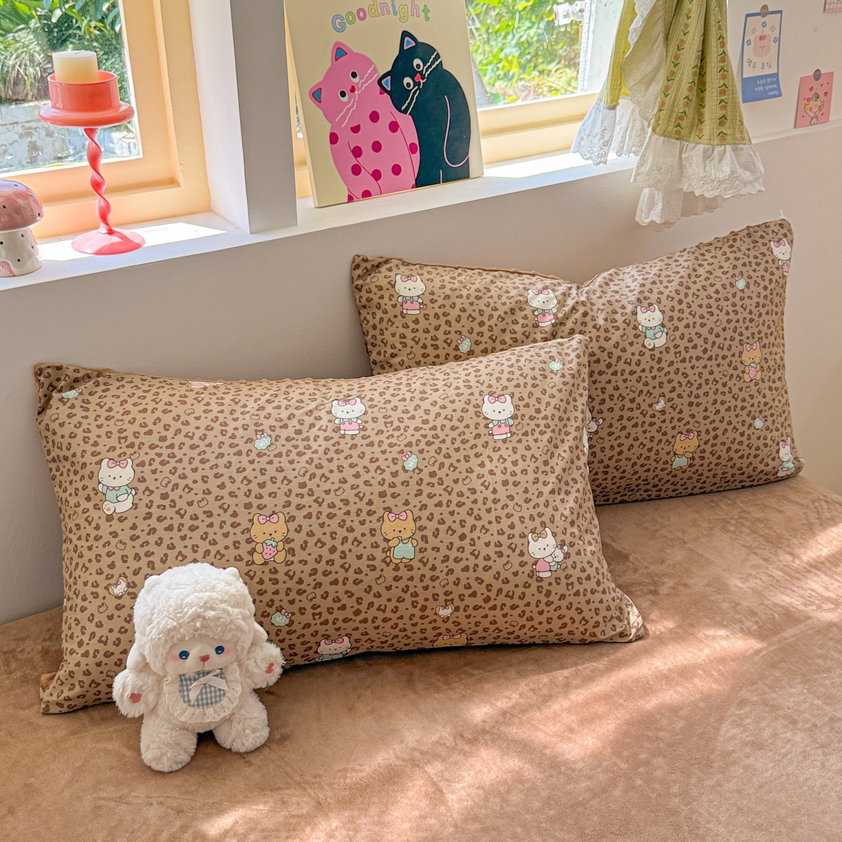 91家纺网 家纺一手货源 找家纺 简宜家居（朝初家纺） 2025新款全棉安抚豆豆绒卡通印花小清新四件套 豹纹-咖