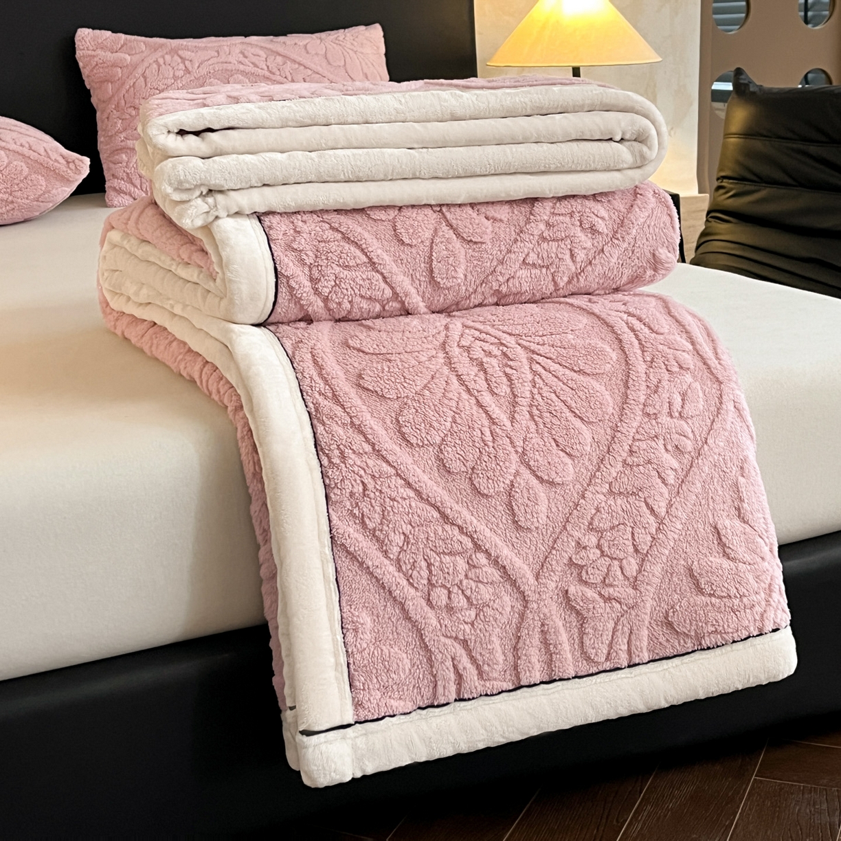 91家纺网 家纺一手货源 找家纺 （总）欧邦 2025新款A类提花舒棉绒双面绒半边绒单层毯毯子毛毯