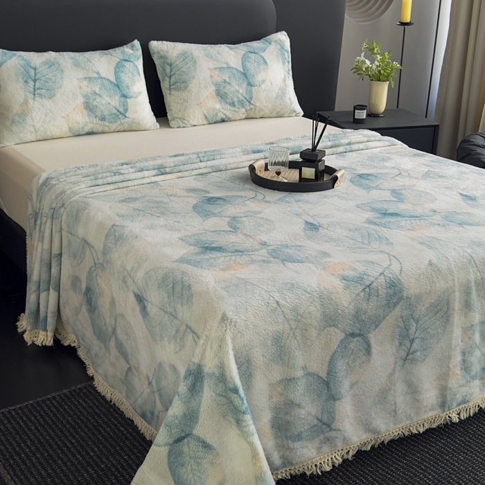 家之硕家纺 2025新款高克重兔毛绒轻奢风床单系列 香叶绿