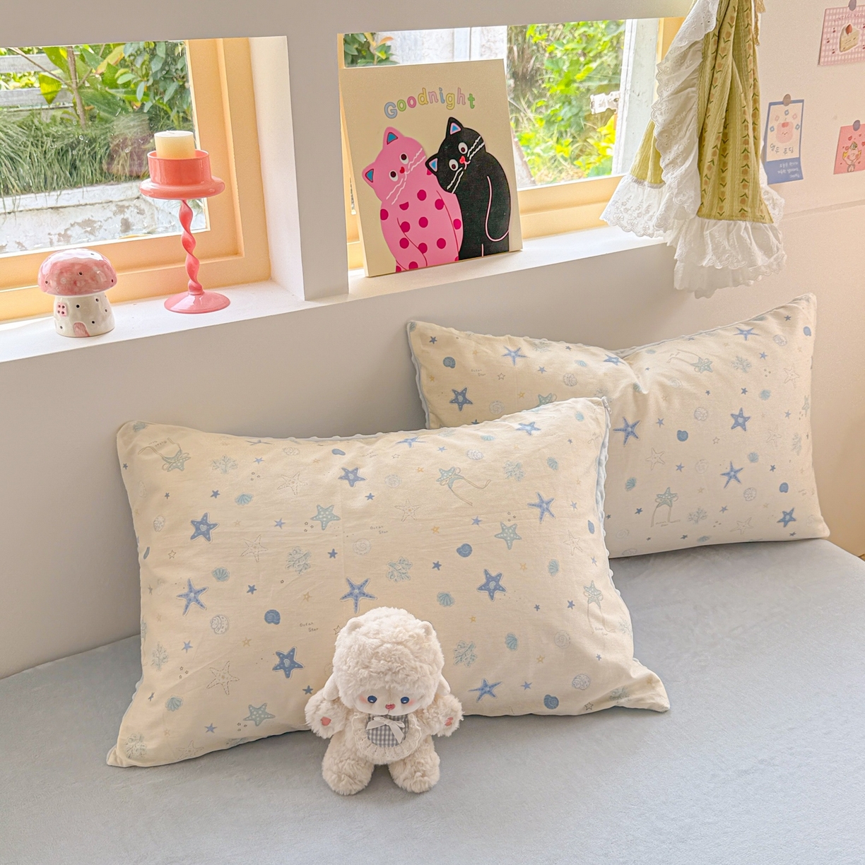 91家纺网 家纺一手货源 找家纺 简宜家居（朝初家纺） 2025新款全棉安抚豆豆绒卡通印花小清新四件套 海星贝贝