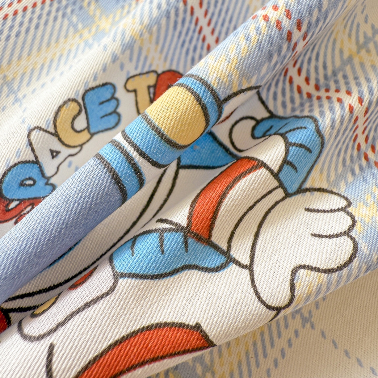 91家纺网 家纺一手货源 找家纺 简宜家居（朝初家纺） 2025新款全棉安抚豆豆绒卡通印花小清新四件套 火箭星空