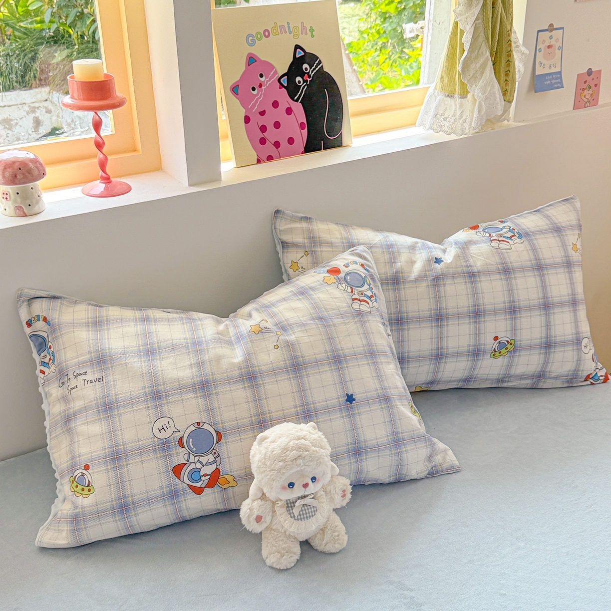 91家纺网 家纺一手货源 找家纺 简宜家居（朝初家纺） 2025新款全棉安抚豆豆绒卡通印花小清新四件套 火箭星空