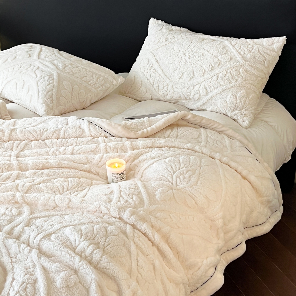 91家纺网 家纺一手货源 找家纺 欧邦 2025新款A类提花舒棉绒双面绒半边绒单层毯毯子毛毯 象牙白