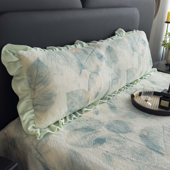 家之硕家纺 2025新款高克重兔毛绒轻奢风枕套系列 香叶绿