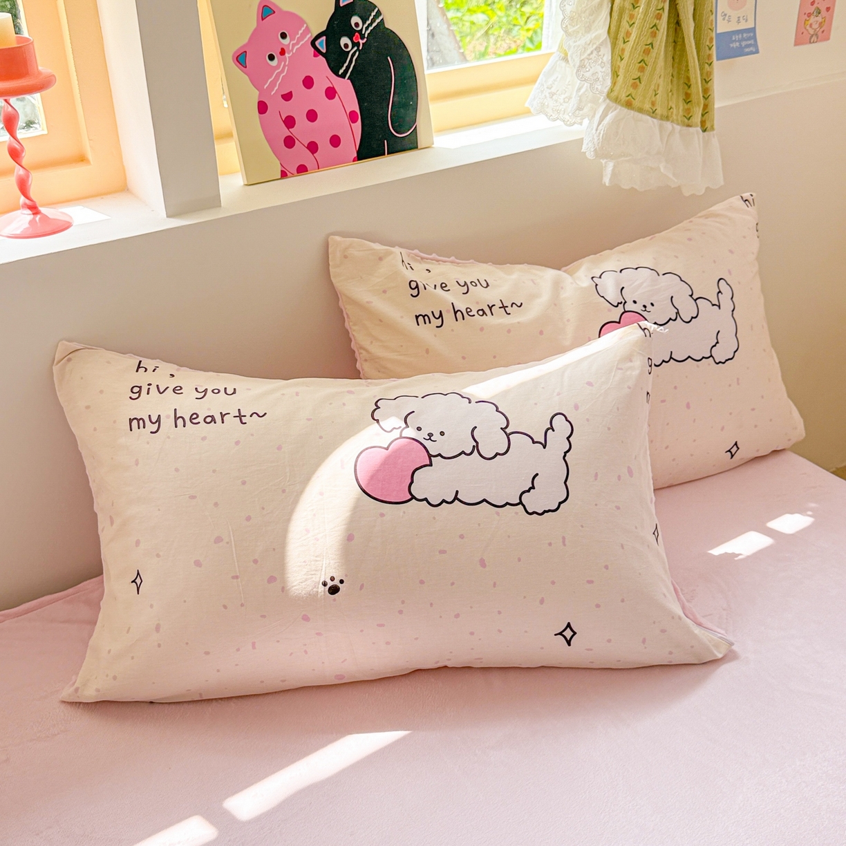 91家纺网 家纺一手货源 找家纺 简宜家居（朝初家纺） 2025新款全棉安抚豆豆绒卡通印花小清新四件套 奶萌狗