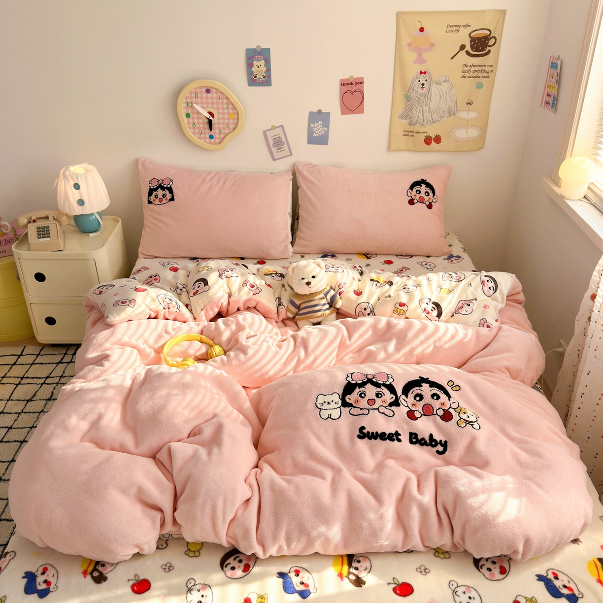 91家纺网 家纺一手货源 找家纺 三元色 2025新款牛奶绒绣花毛巾绣四件套 牛奶绒好伙伴