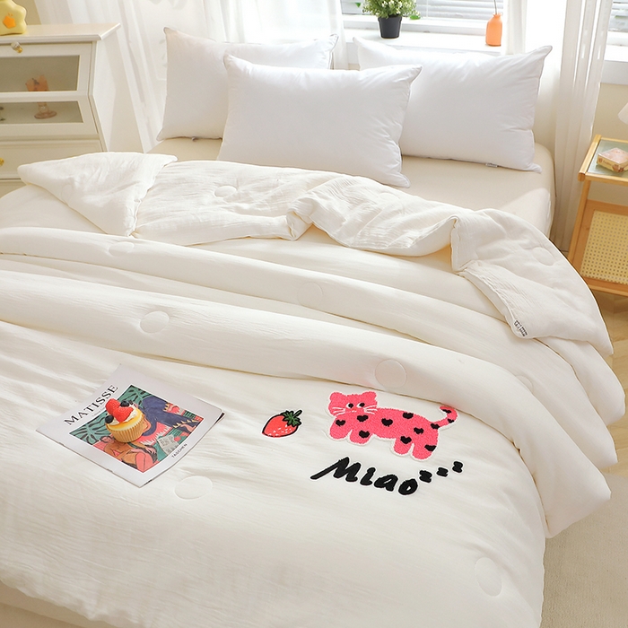 91家纺网 家纺一手货源 找家纺 （总）贝兰仙奴 2025新款全棉皱皱纱毛巾绣大豆被被子被芯