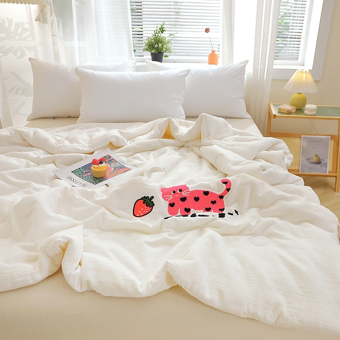 91家纺网 家纺一手货源 找家纺 （总）贝兰仙奴 2025新款全棉皱皱纱毛巾绣大豆被被子被芯