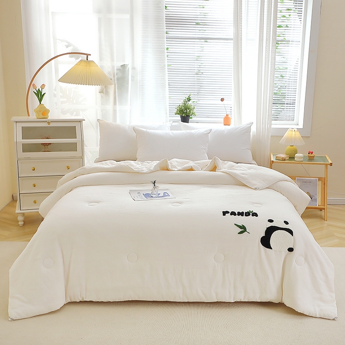 91家纺网 家纺一手货源 找家纺 （总）贝兰仙奴 2025新款全棉皱皱纱毛巾绣大豆被被子被芯