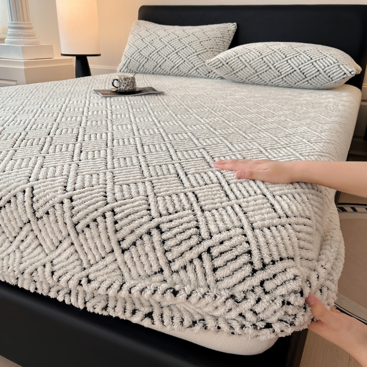 91家纺网 家纺一手货源 找家纺 （总）欧邦 2025新款提花暖阳舒棉绒单床笠-梦境