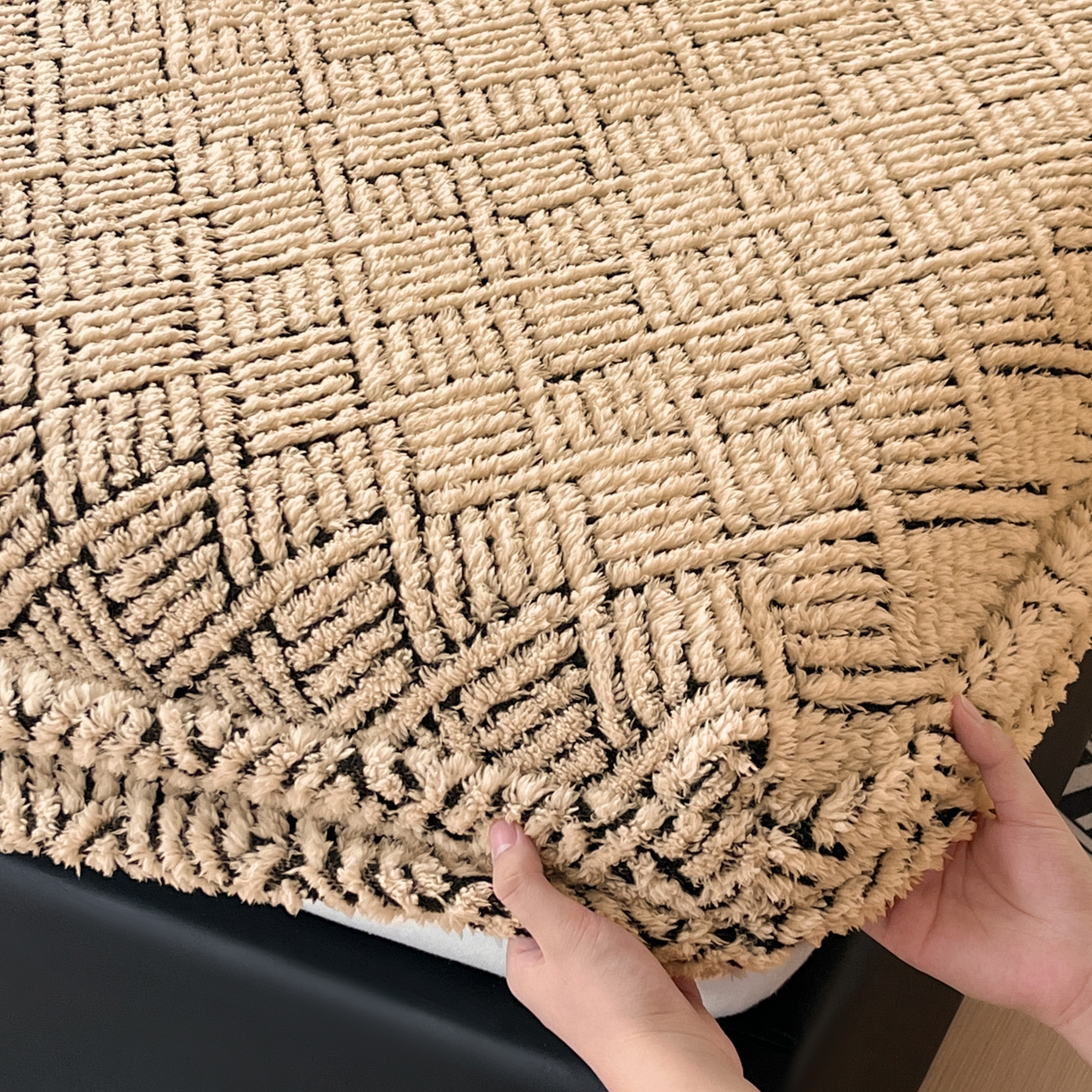 91家纺网 家纺一手货源 找家纺 欧邦 2025新款提花暖阳舒棉绒单床笠-梦境 梦境-米驼