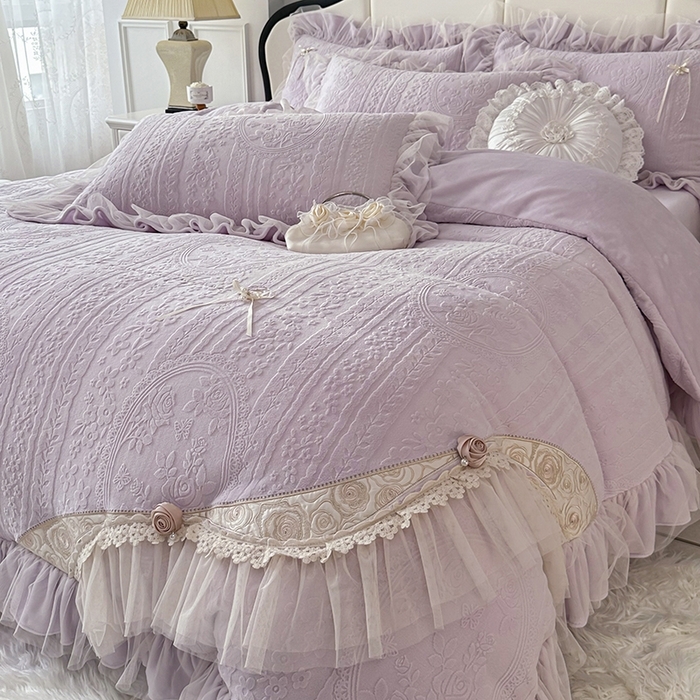 91家纺网 家纺一手货源 找家纺 （总）金绣美居 2025新款加厚雕花牛奶绒四件套-蝶花园