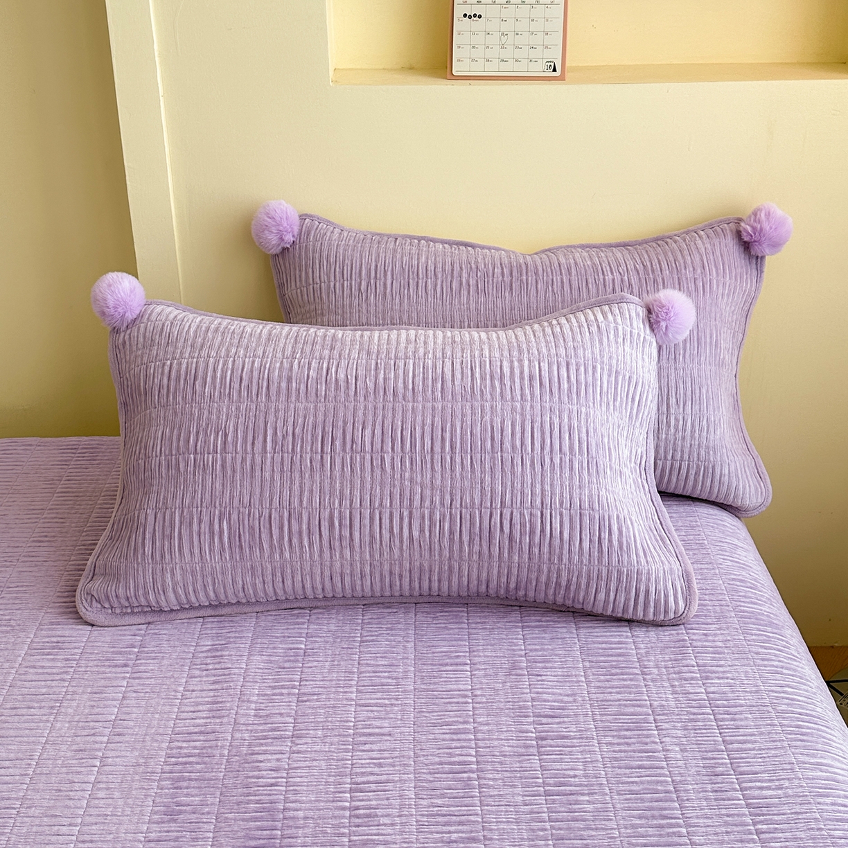 91家纺网 家纺一手货源 找家纺 （总）寐居家纺 2025新款婴儿皱皱绒纯色床盖三件套