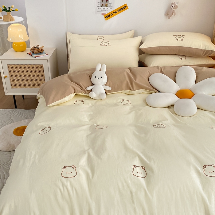 91家纺网 家纺一手货源 找家纺 （总）琪格格纺织 2025新款40s全棉纯棉小熊绣花系列四件套