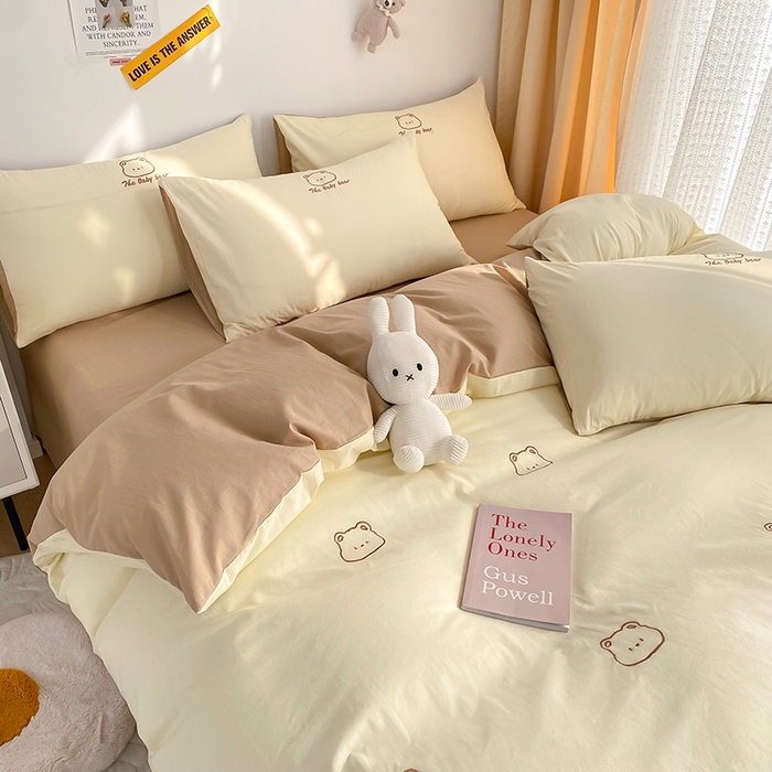 91家纺网 家纺一手货源 找家纺 （总）琪格格纺织 2025新款40s全棉纯棉小熊绣花系列四件套