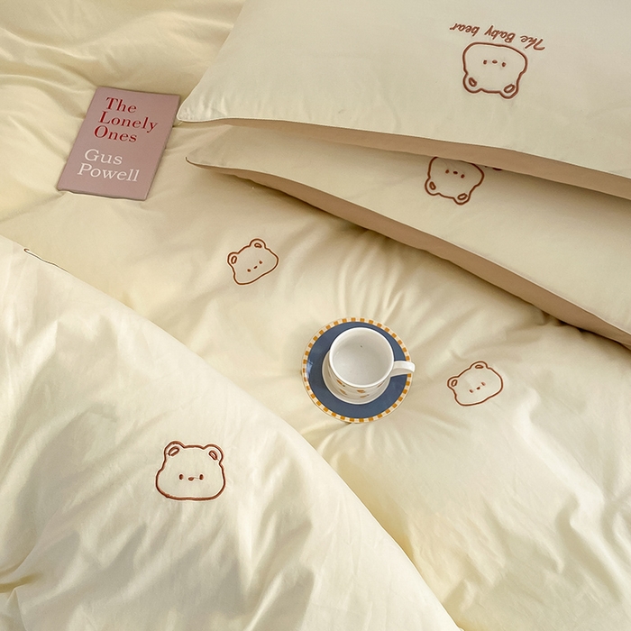 91家纺网 家纺一手货源 找家纺 （总）琪格格纺织 2025新款40s全棉纯棉小熊绣花系列四件套