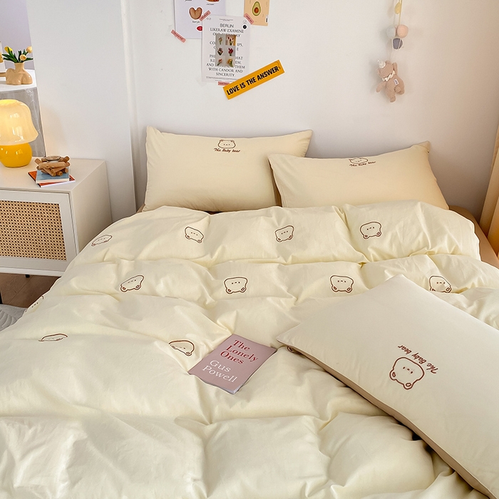 91家纺网 家纺一手货源 找家纺 （总）琪格格纺织 2025新款40s全棉纯棉小熊绣花系列四件套