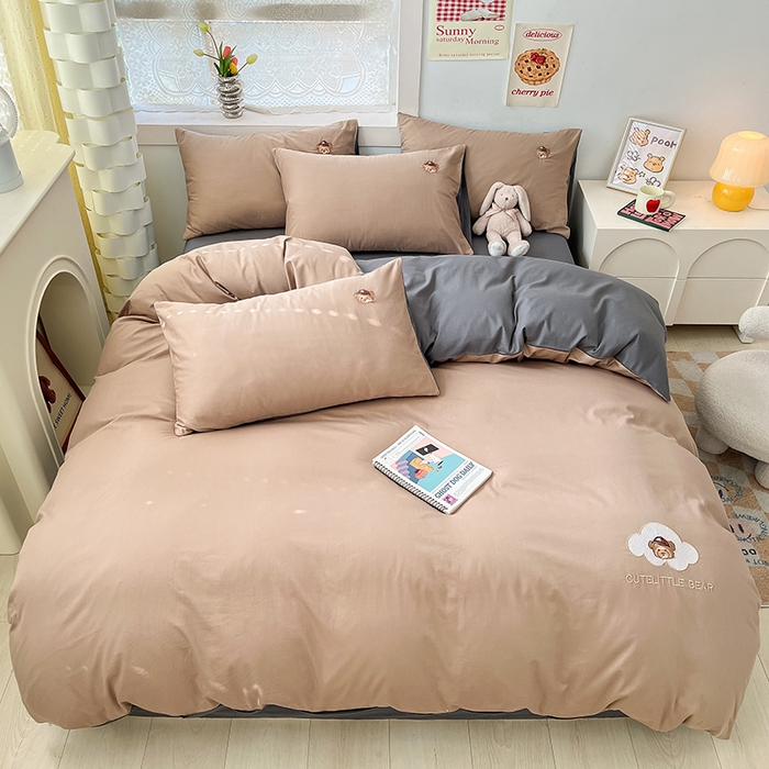 91家纺网 家纺一手货源 找家纺 （总）琪格格纺织 2025新款40s全棉纯棉小熊绣花系列四件套