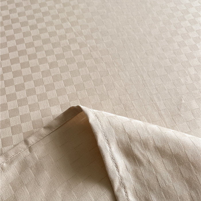 91家纺网 家纺一手货源 找家纺 琪格格纺织 2025新款60S长绒棉纯棉小方格单床单-单床笠 杏仁-60S新疆长绒棉